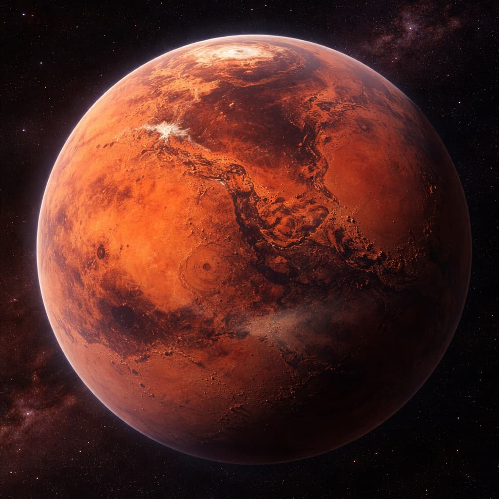 An image of Mars as seen from space.