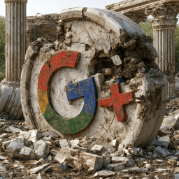 A decaying Google Plus logo